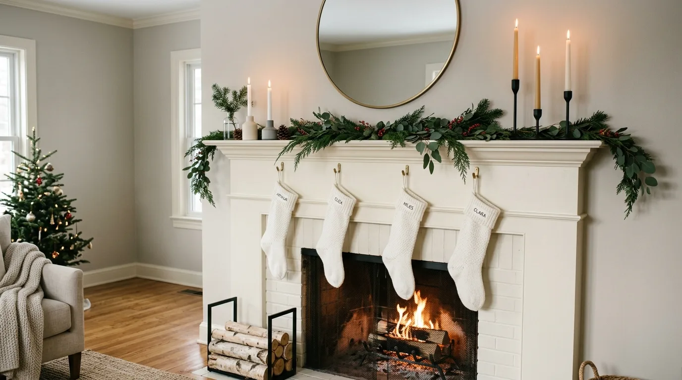 Let the tree stay simple so the room can breathe inspiration for a minimalist holiday interior.